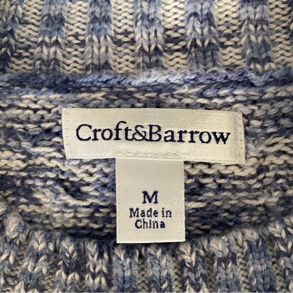 Cozy Croft&Barrow blue knit mock neck long sleeve sweater size medium - Picture 4 of 8